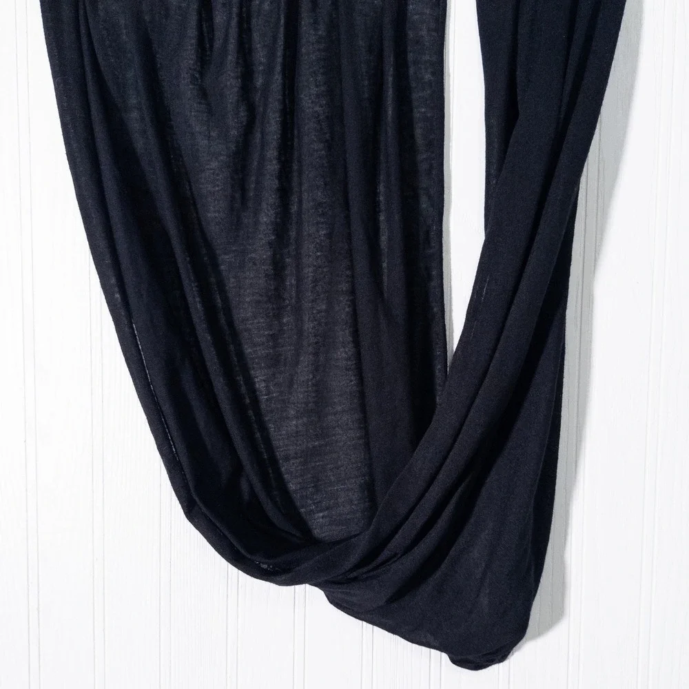 Black Infinity Scarf Loop Circle Scarf Stretch Jersey Solid OS Lightweight Goth